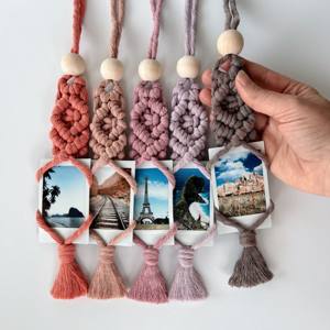 Colgante de pared de macramé bohemio, fotos colgador de tejido a mano, regalo de aniversario para sala de estar y dormitorio - Product Image 3