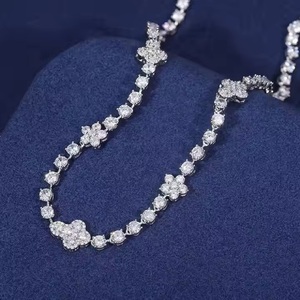 Collier chaîne à maillons Moissanite Prong Miami argent 14k or blanc Vermeil sur argent massif 925 testeur de diamants - Product Image 3