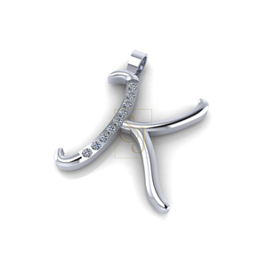 ที่กำหนดเอง K ตัวอักษรเริ่มต้นจี้เพชรธรรมชาติเสน่ห์14K เครื่องประดับทองสีขาวล้วนของขวัญดีไซน์ทันสมัยของขวัญไอเดียสำหรับเด็ก - Product Image 1