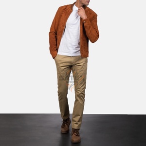 Chaqueta de Cuero Verde Estilo Camionero, Unisex, de Alta Calidad, Ajustada, Reversible, con Múltiples Bolsillos, Cierre de Cremallera, Cuello Alto, Bordada, para Invierno - Product Image 5