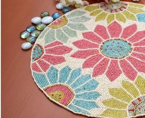 El mejor diseño temático, vajilla redondeada, mantel decorativo con cuentas de vidrio, Mantel Individual para fiestas y otras funciones - Product Image 2
