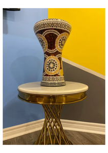 Instrument de percussion artisanal en aluminium et nacre décoratif à motif mosaïque pour darbuka, idéal pour l'enseignement musical et les cadeaux - Product Image 5