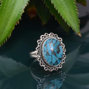 Blue Copper <b>Turquoise</b> <b>Rings</b> for Women 925 Sterling Silver <b>Rings</b> Blue Copper <b>Turquoise</b> Jewelry <b>Turquoise</b> Handmade <b>Rings</b> Jewelry - Product Image 2