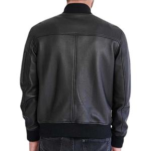 100% High Quality Winter Men's Casual Leather <b>Jacket</b> with Stand Collar Custom Front Logo Windproof Breathable Canvas 2026 - Product Image 5