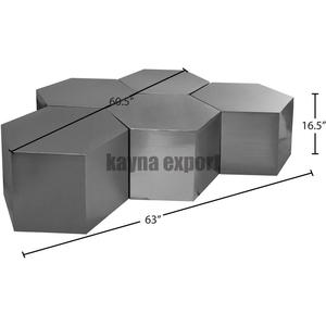 Mesa de centro hexagonal de Metal dorado moderno móvil de calidad superior para decoración de sala de estar o vestíbulo de Hotel - Product Image 6