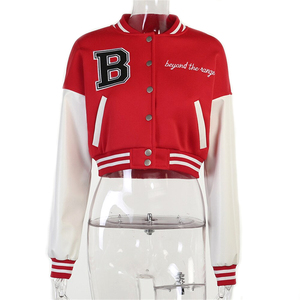 เสื้อแจ็คเก็ตวาร์ซิตี้พิมพ์ลายสำหรับผู้หญิง ปี 2025 แขนผ้าขนสัตว์ เสื้อแจ็คเก็ตเบสบอลสไตล์วินเทจสำหรับฤดูหนาว ความยาวปกติ - Product Image 1