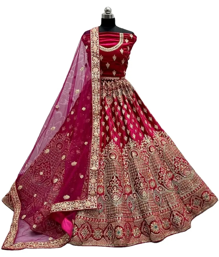 Ravissant arrivage de broderies pour femmes, Lehenga, Choli, pour mariage et Festival, de travail de mariée, de l'entrepôt indien