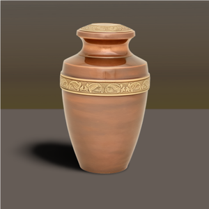 Urne de crémation en cuivre Design élégant Urne funéraire avec bande florale Urne de stockage en laiton pour cendres humaines adultes - Product Image 2