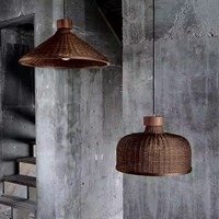 Meilleure Vente en Gros : Abat-jour et Couvre-lampe de Plafond en Rotin et Bois Moderne, Style Panier, du Vietnam
