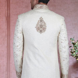 เชอร์วานี2023แฟนซีของผู้ชายมีกระดุมแบบไม่ซ้ำใครสไตล์แฟชั่นล่าสุด OEM/ODM สีที่กำหนดเองคุณภาพสูงงานแต่งงานงานเลี้ยงเชอร์วานิทุกขนาด - Product Image 6