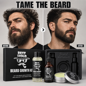Kit Complet de Soins pour Barbe Homme avec Huile, Baume, Nourrissant, Conditionnant, Hydratant – Trousse de Toilettage des Poils du Visage Marque Privée - Product Image 1