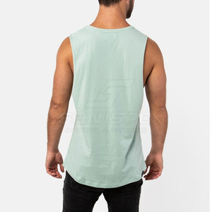 SONISPO Débardeur sans manches pour homme, vert clair, col rond, en coton respirant, séchage rapide, coupe décontractée - Product Image 4