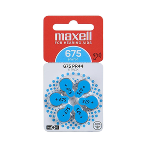 Maxell PR44 (675) 6BS Zinc Air Digital Hearing Aid <b>Battery</b> 16 Channels Eco-Friendly Noise Reduction Mild Moderate Hearing Loss - Product Image 1