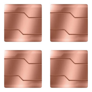 Lot de 4 sous-verres carrés en acier inoxydable couleur or rose pour la cuisine, fabriqués à la main, en noyer. - Product Image 1