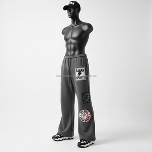 High Quality <b>Men</b> 320GSM Polyester Fleece Jogger Pant Comfortable <b>Winter</b> Wear Custom Rubber Embroidery Logo washed <b>men's</b> pants - Product Image 3