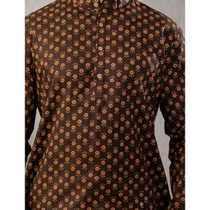 เสื้อคุर्ตาผ้าฝ้ายพิมพ์ลายลำลองสำหรับผู้ชาย แขนยาว ผ้าป๊อปลิน ระบายอากาศได้ดี ลายดอกไม้ - Product Image 2