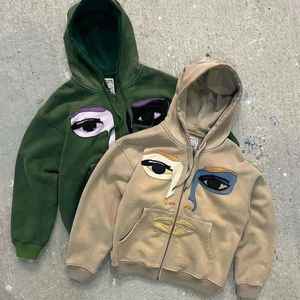 100% Cotton Men's Heavyweight Oversized Winter Sweatshirt Embroidered Zipper Solid <b>Thick</b> <b>Fleece</b> Hoodie Custom Logo Plain Beaded - Product Image 3