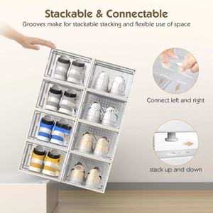 Chất lượng cao rõ ràng phía trước mở tổ chức rõ ràng Stackable có thể gập lại nhựa trong suốt hộp giày - Product Image 6