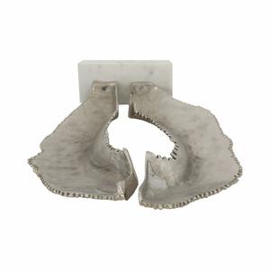 Objet de table en métal argenté Sculpture de table artistique unique Accent décoratif contemporain pour bureau ou salon en provenance d'Inde - Product Image 4