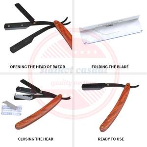 Rasoir de barbier droit en acier inoxydable Rasoir de barbier à manche en bois droit à vendre - Product Image 3