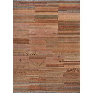 พรมไหมพรมผสมไหมไผ่สีน้ำตาลเบจ แมนชาฮ่า รุ่น Les-2305 ลายปะติดปะต่อ สำหรับห้องนอนวัยรุ่น ห้องนั่งเล่น และบ้าน - Product Image 1