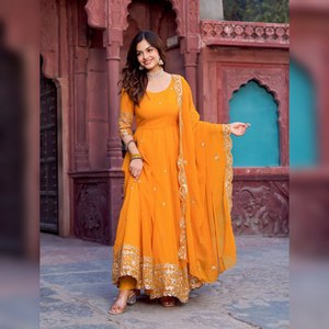 NUEVO SALWAR KAMEEZ DE GEORGETTE DE ALTA CALIDAD CON DUPATTA, DISEÑO DE MODA, COLOR AMARILLO, PARA FIESTAS, MODERNO, PARA TODAS LAS TEMPORADAS 2025 - Product Image 1