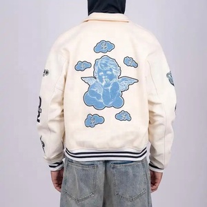 Blouson de baseball en cuir de moto avec logo brodé chenille vintage personnalisé bombardier d'hiver en cuir pour l'extérieur veste universitaire Lettermen - Product Image 2