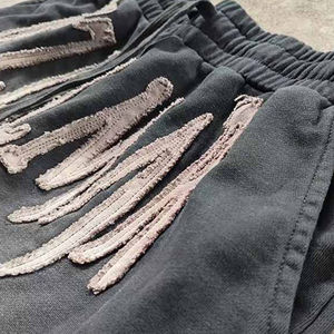 กางเกงขาสั้นผู้ชายวินเทจฤดูร้อนทรงหลวมผ้าฝ้ายเทอร์รี่สไตล์สตรีทแวร์ทรงหลวมพิมพ์ลาย - Product Image 4