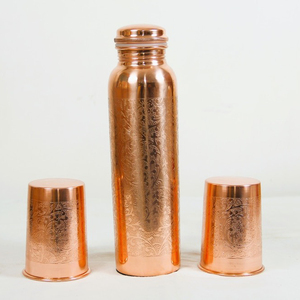 New Design Copper <b>Metal</b> 500ml Reusable Eco-Friendly Sport <b>Water</b> <b>Bottle</b> with Lid High Quality Exported From India - Product Image 1