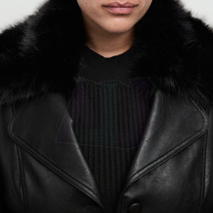 Manteau Trench en Cuir Véritable pour Femme, Tendance Hiver, Longueur Élégante, Texture Douce, Coupe-Vent, Écologique, Adapté pour - Product Image 5