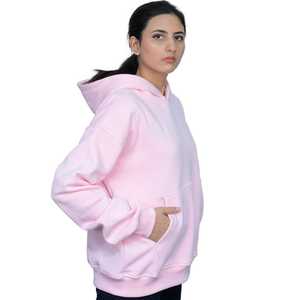 Sudaderas con capucha de algodón 100% informales de lana estampadas y sólidas para mujer, ropa de calle cálida de invierno, prendas de vestir exteriores de moda en rosa bebé - Product Image 3