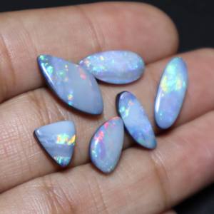 6 pièces naturel australien opale Doublet Cabochon Multi feu Doublet opale Doublet naturel australien opale pierre précieuse en vrac - Product Image 4