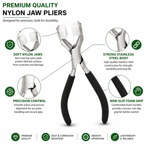 <b>Nylon</b> Jaw Pliers Jewelry Making Tool Non Scratch Flat Nose Pliers Soft Jaw Wire Wrapping Tool Non <b>Slip</b> Grip - Product Image 2