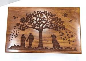 <b>Urns</b> <b>Wooden</b> <b>Urn</b> <b>Ashes</b> Storage Box Loving Movement Tree Engraving Design Large <b>Urn</b> - Product Image 2