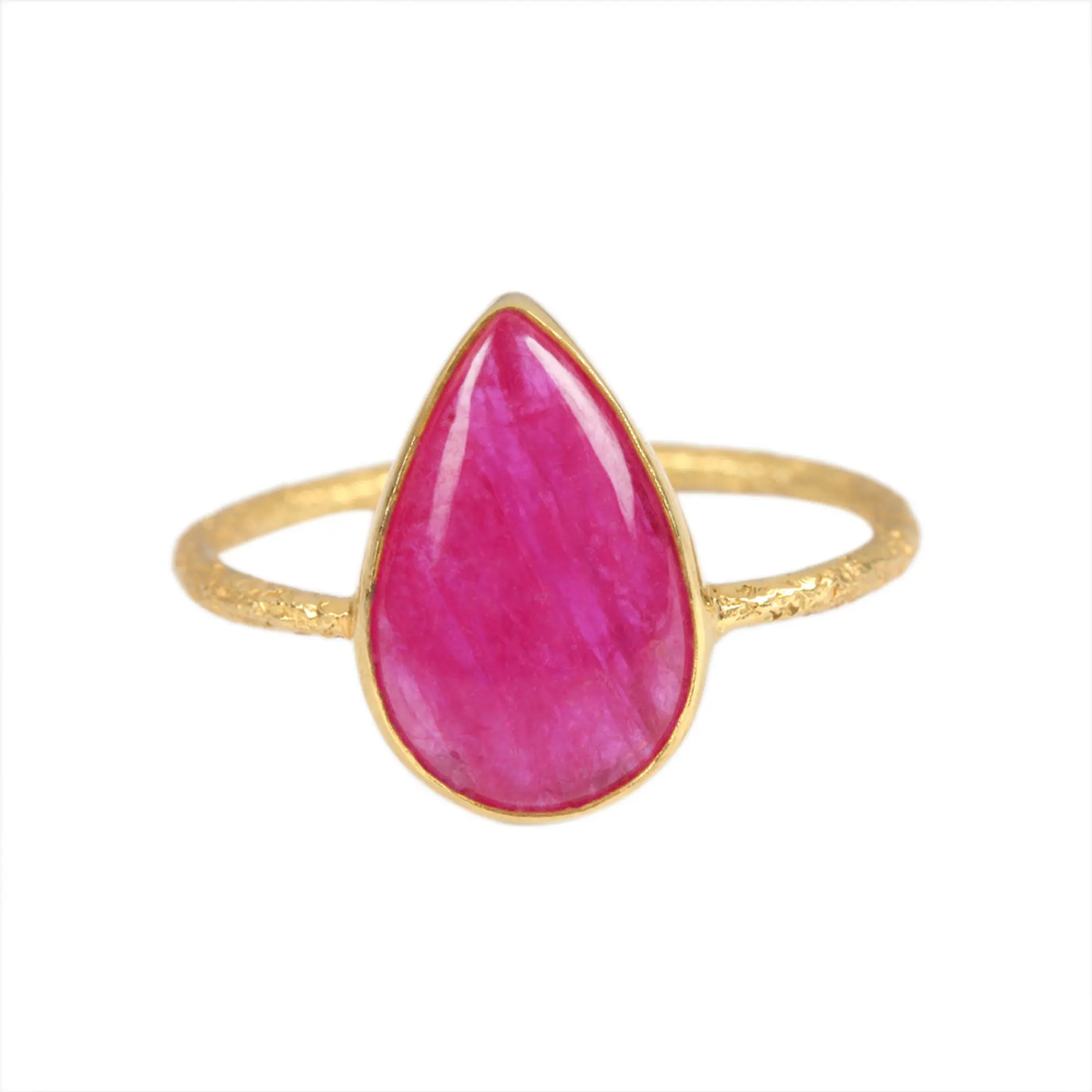 Gemstone Jewelry Exporters 14k Yellow Gold Ruby Drop Shape Ring Best Selling Classics Design 2022 Engagement Ring Manufacturer