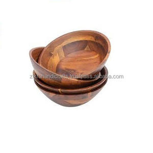 Cuencos de madera de diseño fresco para servir comida, madera Natural pulida y brillante, ideal para fiesta festiva, restaurante y cocina - Product Image 3