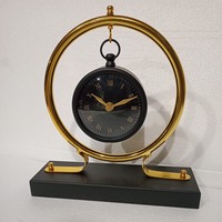 Horloge de bureau en laiton antique, décoration de table, cadeau avec boussole, style boule vintage, provenant d'Inde