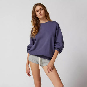 Sudadera Oversize para Mujer, 100% Algodón, Lisa, Hombros Caídos, Estilo Urbano, con Logotipo Personalizado, Cuello Redondo - Product Image 2