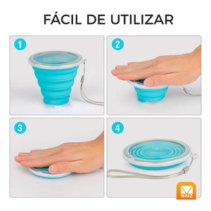 <b>Reusable</b> Foldable Retractable Portable <b>Cup</b> with Lid - Assorted Colors - Product Image 2