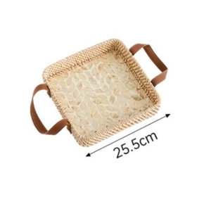 Bandeja de mimbre natural hecha a mano al por mayor con incrustaciones de nácar Bandejas para servir con asa para bandeja de almacenamiento de Vietnam - Product Image 4