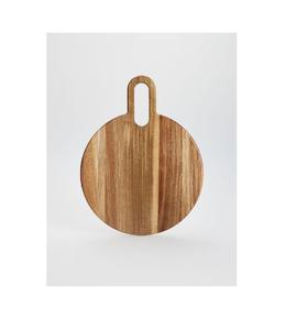 Planche à découper ronde en bois personnalisée de luxe avec couleur rustique naturelle avec un manche en bois pour suspendre le bloc à découper - Product Image 1