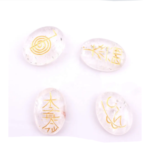 Ensemble de symboles reiki Feng Shui ovales en cristal clair usui pierre naturelle de guérison usui cristal reiki pierre précieuse en gros - Product Image 2