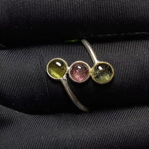 Anillo fino de Plata de Ley 925, 1,40 gramos, piedras preciosas de turmalina múltiple Natural, ajuste de bisel de rodio para regalo de aniversario de fiesta - Product Image 6