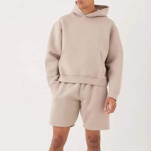 Survêtement pour homme 100% coton personnalisé, ensemble de survêtement à capuche en deux pièces, sweat-shirt décontracté à manches courtes, ensemble de shorts de sport, fabricant - Product Image 2