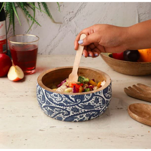 Bol de service à salade en bois peint à la main Meena Work idéal pour la maison et le restaurant - Product Image 3
