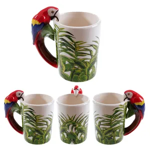 Juego de 2 Tazas con Asa 3D de Guacamaya, Estilo Artesanal, Aptas para Lavavajillas, para el Día del Padre o Cafeterías - Product Image 3