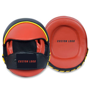 Pads de frappe de boxe en cuir PU noir et orange, qualité supérieure, légers, durables, couleurs personnalisées, pour entraînement en salle de sport - Product Image 1