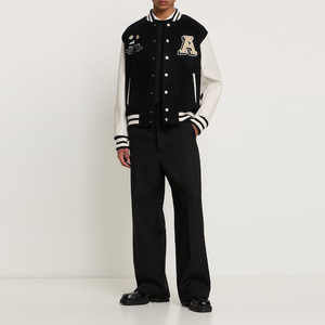 New Arriving and Design Black Streetwear <b>Jackets</b> Fleece <b>Varsity</b> <b>Bomber</b> Letter <b>Jacket</b> for <b>Men</b> - Product Image 2