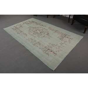 Alfombra clásica de lana de retazos verde Beige, diseño de Aubusson turco de 4,9x8,3 pies para sala de estar, mesita de noche, pasillo, rectángulo de látex - Product Image 2