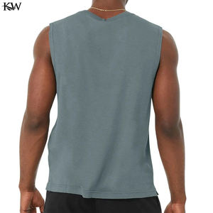 Camiseta sin mangas personalizada para hombre, de tela de algodón y poliéster Camisa sin mangas, diseño ligero para deportes o ropa informal, soporte OEM - Product Image 3